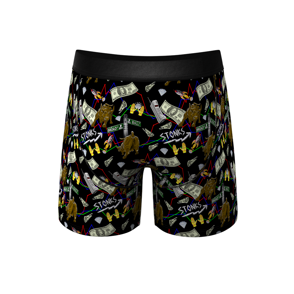 The Ball Street Bets | Stock Market Ball Hammock® Pouch Underwear With Fly - Shinesty