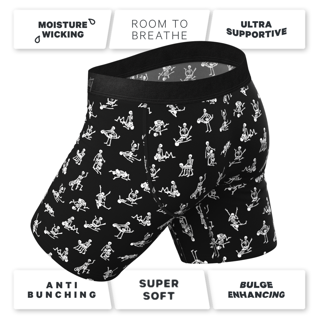 The Bare Back Bones | Glow in the Dark Skeletons Ball Hammock® Boxer - Long Leg - Shinesty