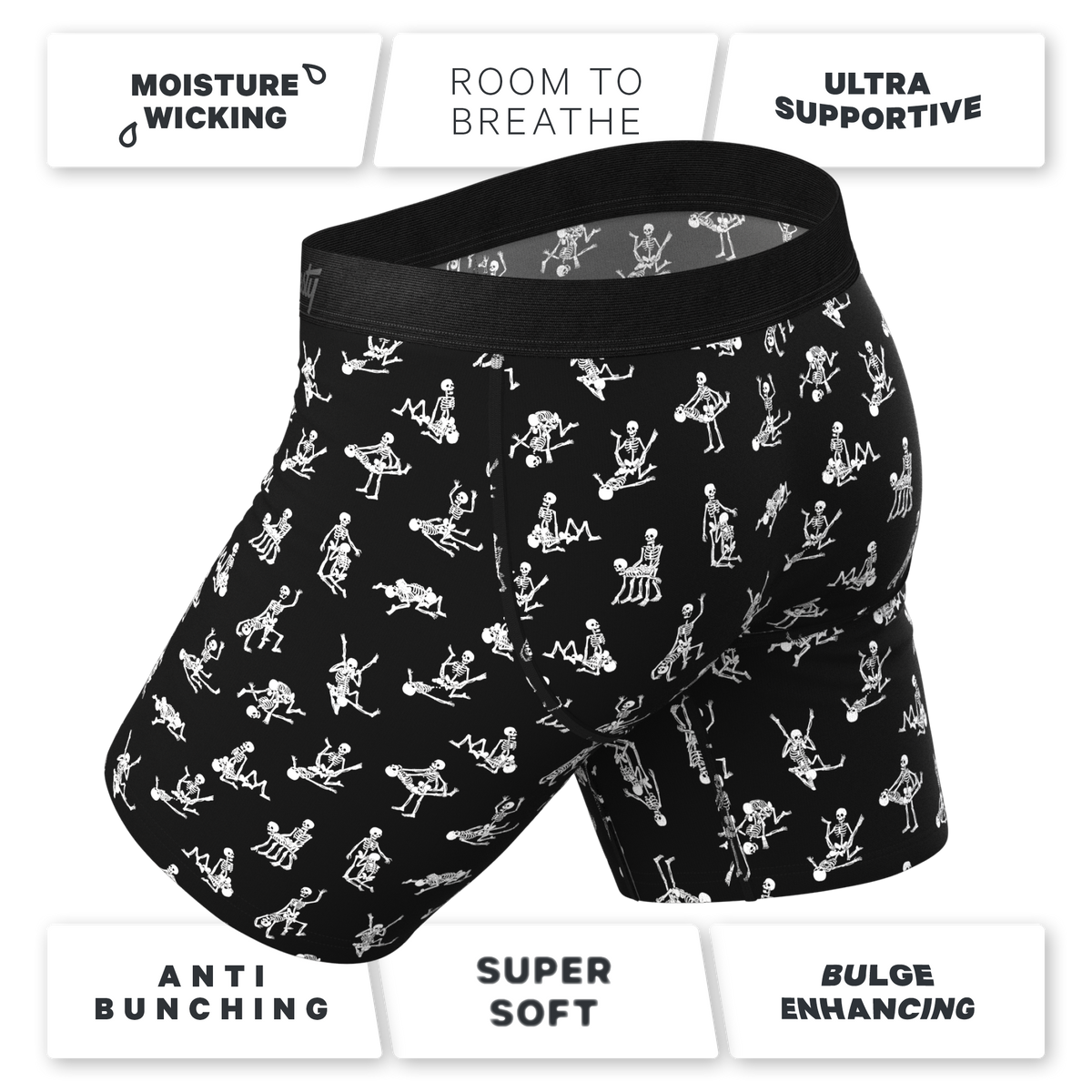 The Bare Back Bones | Glow in the Dark Skeletons Ball Hammock® Boxer - Long Leg - Shinesty