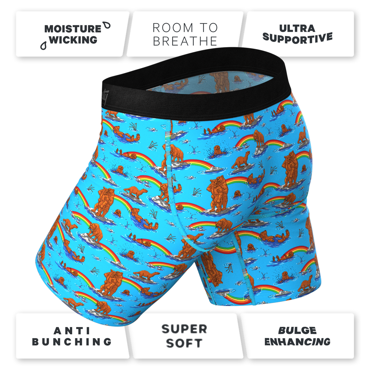 The Bear | Bear and Otter Rainbow Ball Hammock® Boxer - Long Leg - Shinesty