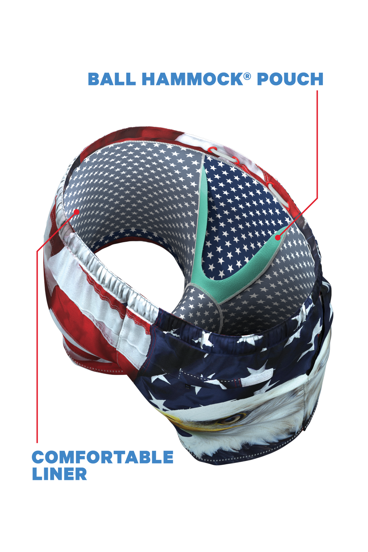 The Emblem | USA Eagle Ball Hammock® Pouch 5" Swim Trunks - Shinesty