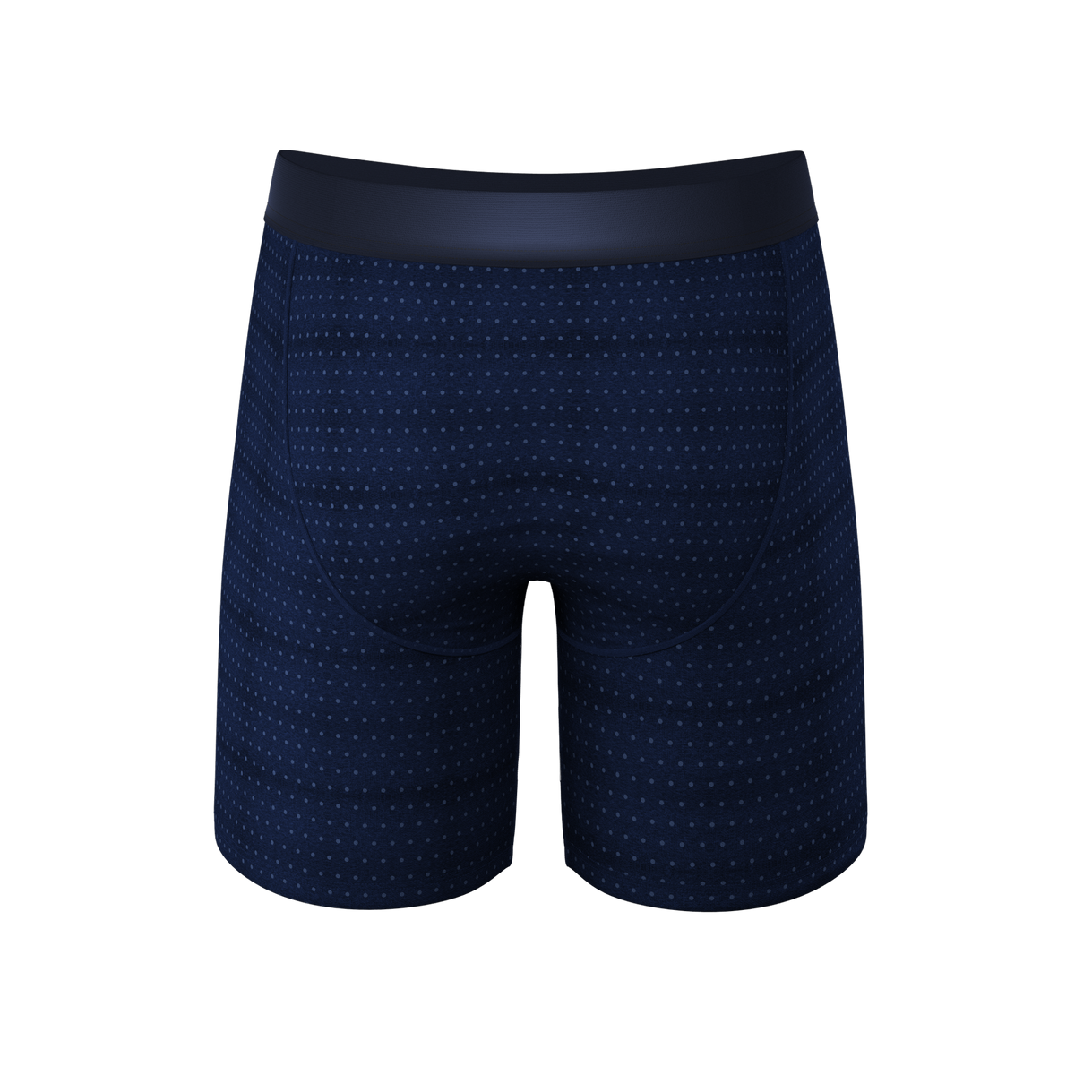 The Forget Me Not | Navy Dot Ball Hammock® Boxer - Long Leg - Shinesty
