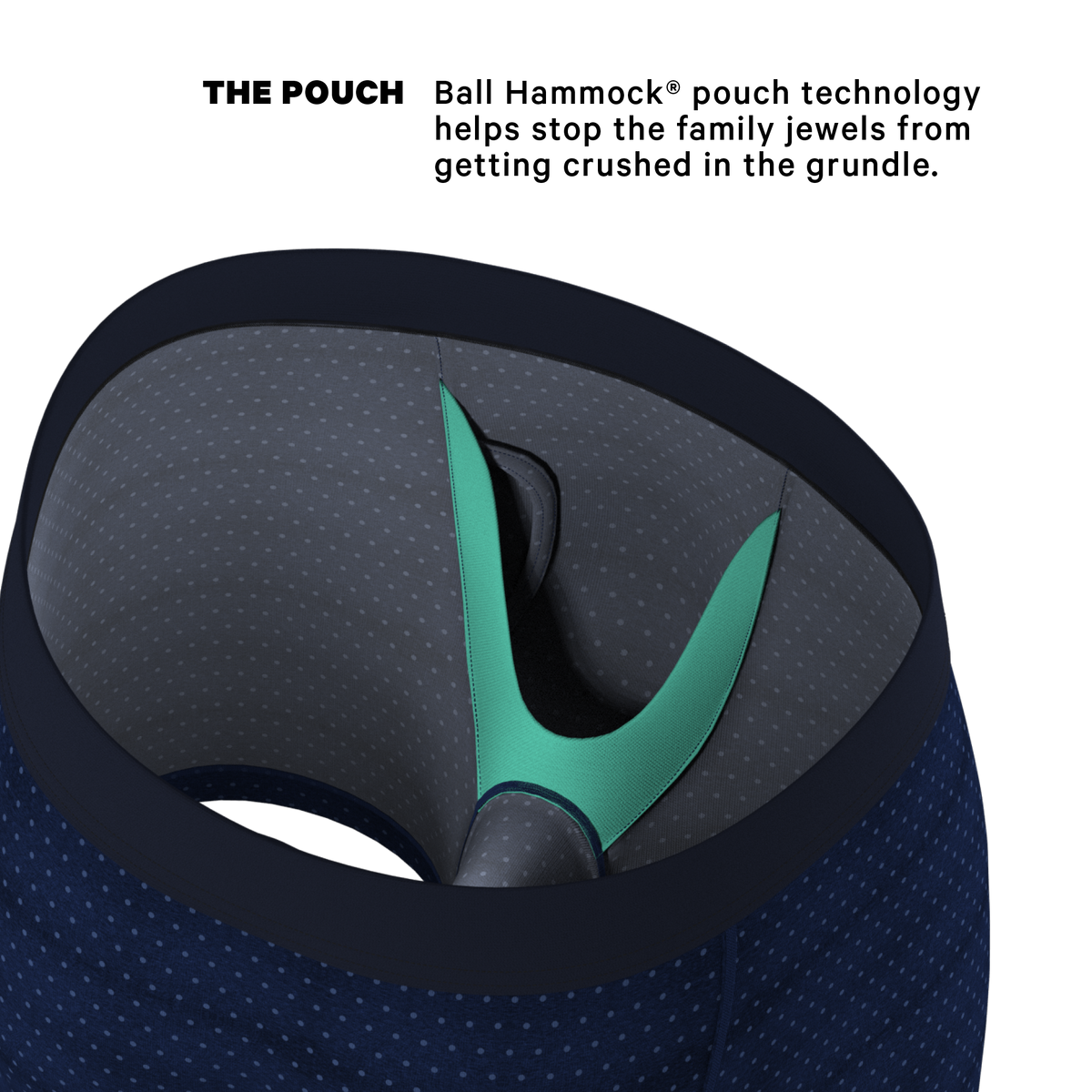 The Forget Me Not | Navy Dot Ball Hammock® Pouch Underwear With Fly - Shinesty