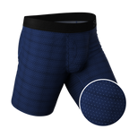The Forget Me Not | Navy Dot Ball Hammock® Boxer - Long Leg - Shinesty