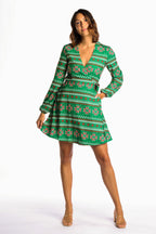 The Kris Kringle | Green Fair Isle Christmas Wrap Dress - Shinesty