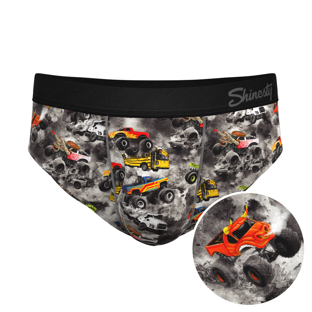The Here Be Monsters | Monster Truck Ball Hammock® Pouch Underwear Briefs - Shinesty