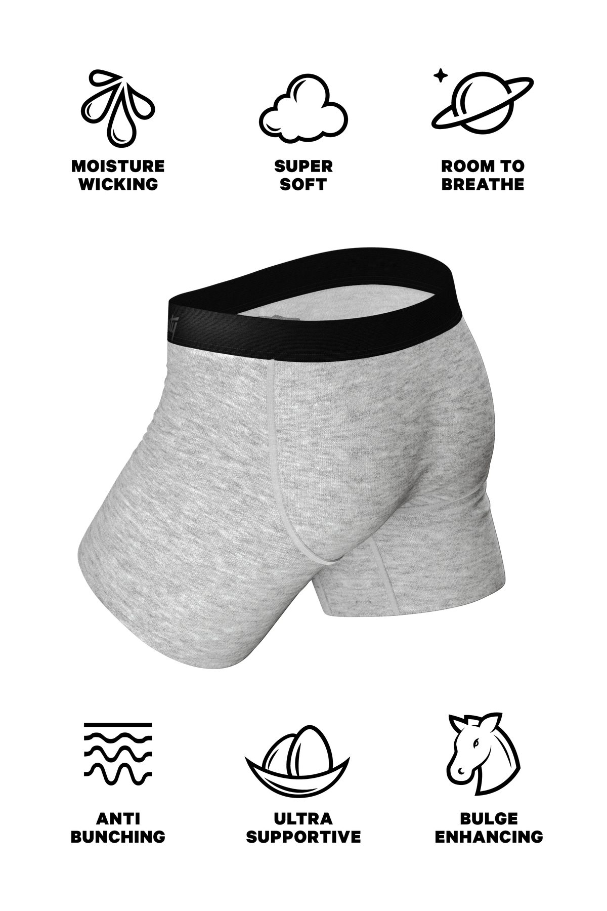The Intramural Champ | Heathered Grey Ball Hammock® Pouch Underwear With Fly - Shinesty