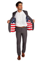 The Grey Madison | American Flag Lined Suit - Shinesty