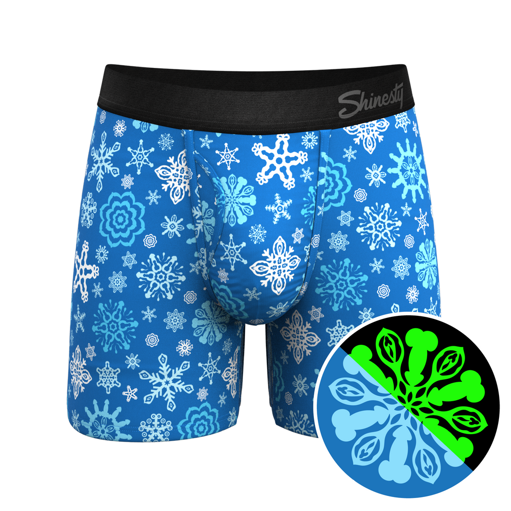 The Melt In Your Mouth | Glow in the Dark Naughty Snowflakes Ball Hammock® Pouch Underwear With Fly - Shinesty