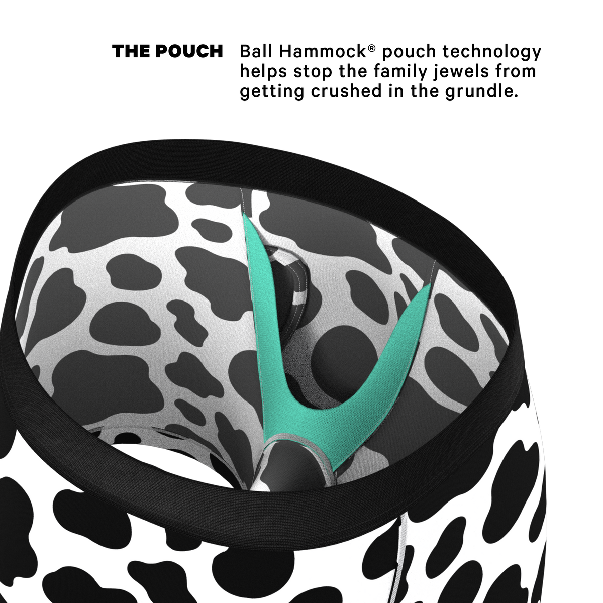 The Milk Me | Cow Print Ball Hammock® Pouch Underwear With Fly - Shinesty