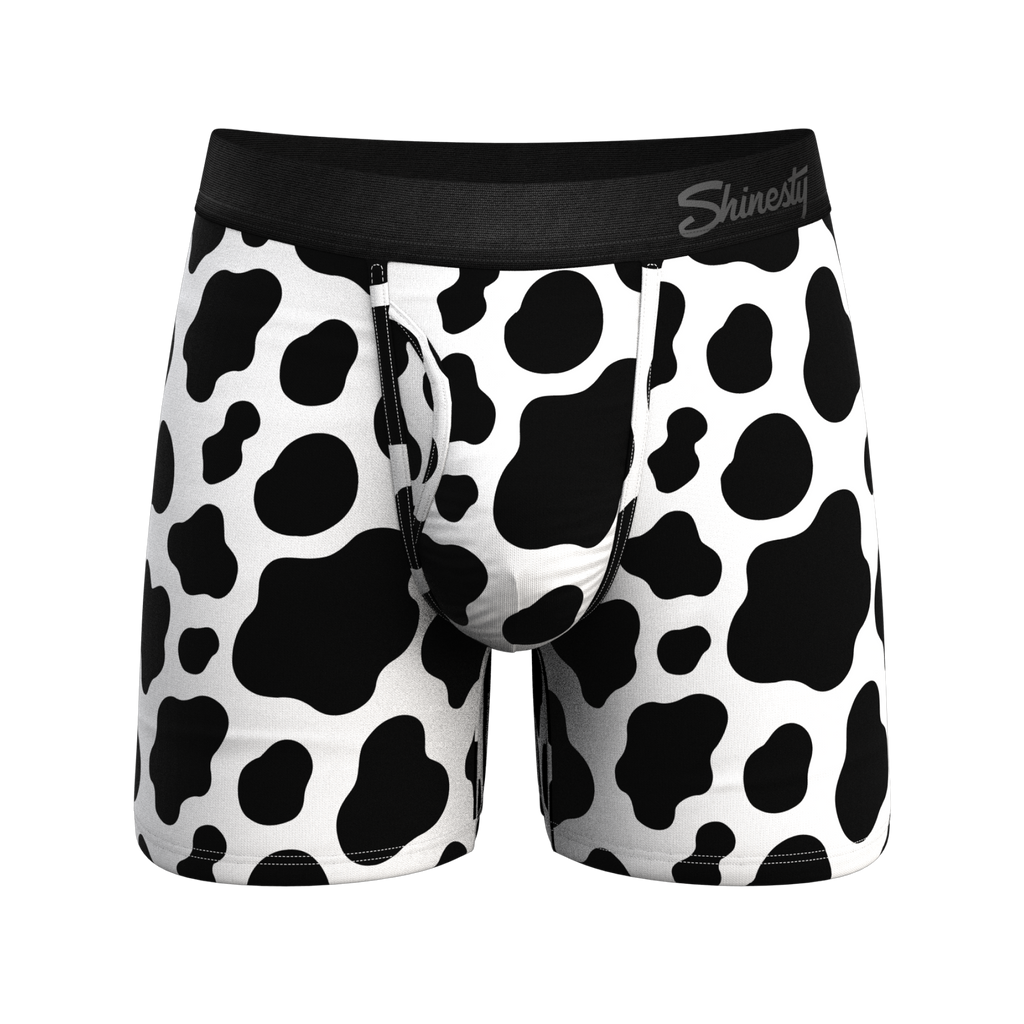 The Milk Me | Cow Print Ball Hammock® Pouch Underwear With Fly - Shinesty