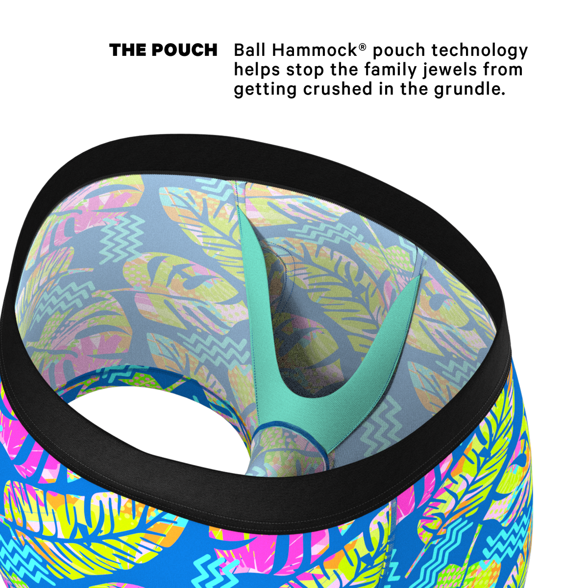 The Oahu Rendezvous | Tropical Leaves Ball Hammock® Pouch Trunks Underwear - Shinesty