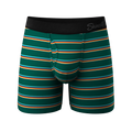 The Old Schooler | Retro Green Stripe Ball Hammock® Pouch Underwear With Fly - Shinesty
