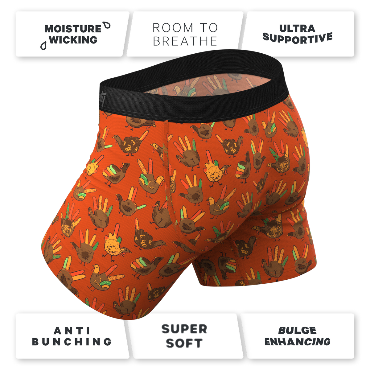 The Party Fowl | Thanksgiving Turkey Ball Hammock® Pouch Underwear With Fly - Shinesty