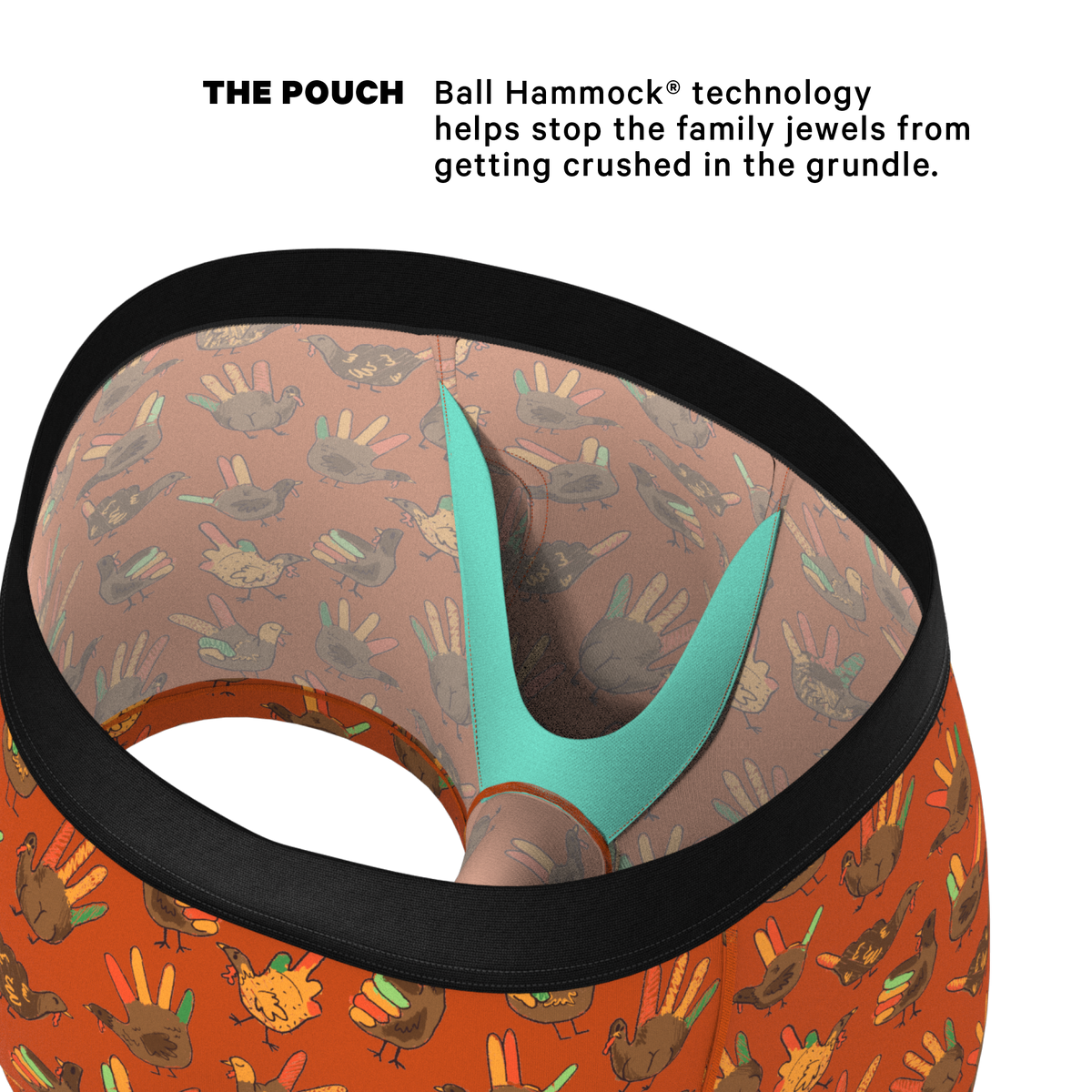 The Party Fowl | Thanksgiving Turkey Ball Hammock® Pouch Trunks Underwear - Shinesty