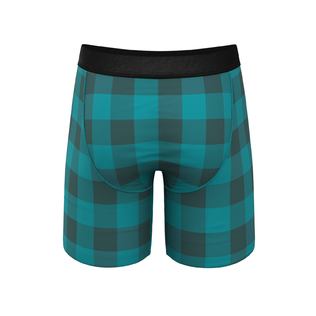 The Plaid And Simple | Green Buffalo Check Ball Hammock® Boxer - Long Leg - Shinesty