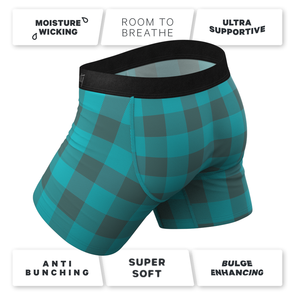 The Plaid And Simple | Green Buffalo Check Ball Hammock® Pouch Underwear - Shinesty