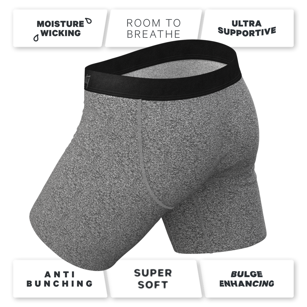 The Seattle Skyline | Black Marble Heather Ball Hammock® Boxer - Long Leg - Shinesty