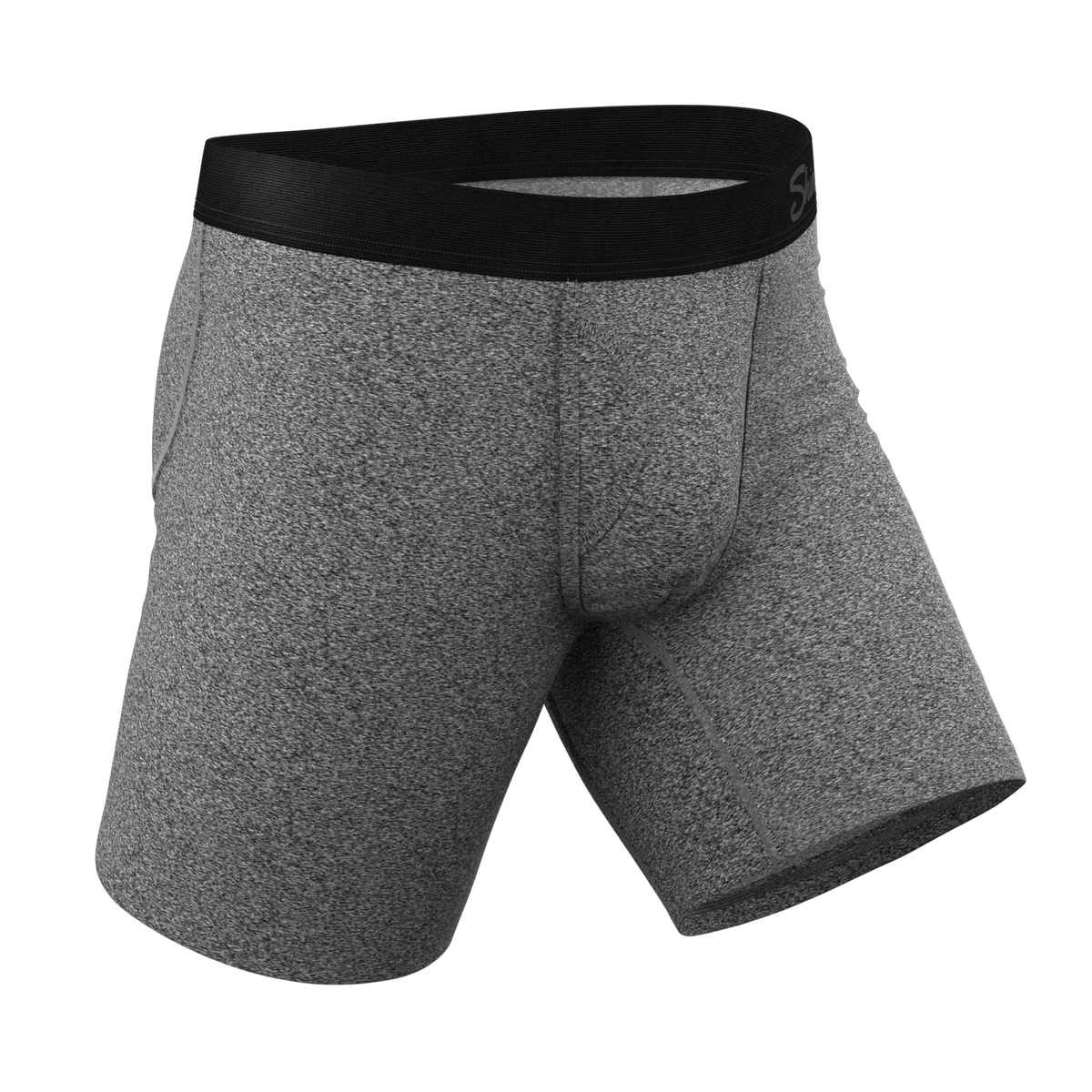 The Seattle Skyline | Black Marble Heather Ball Hammock® Boxer - Long Leg - Shinesty