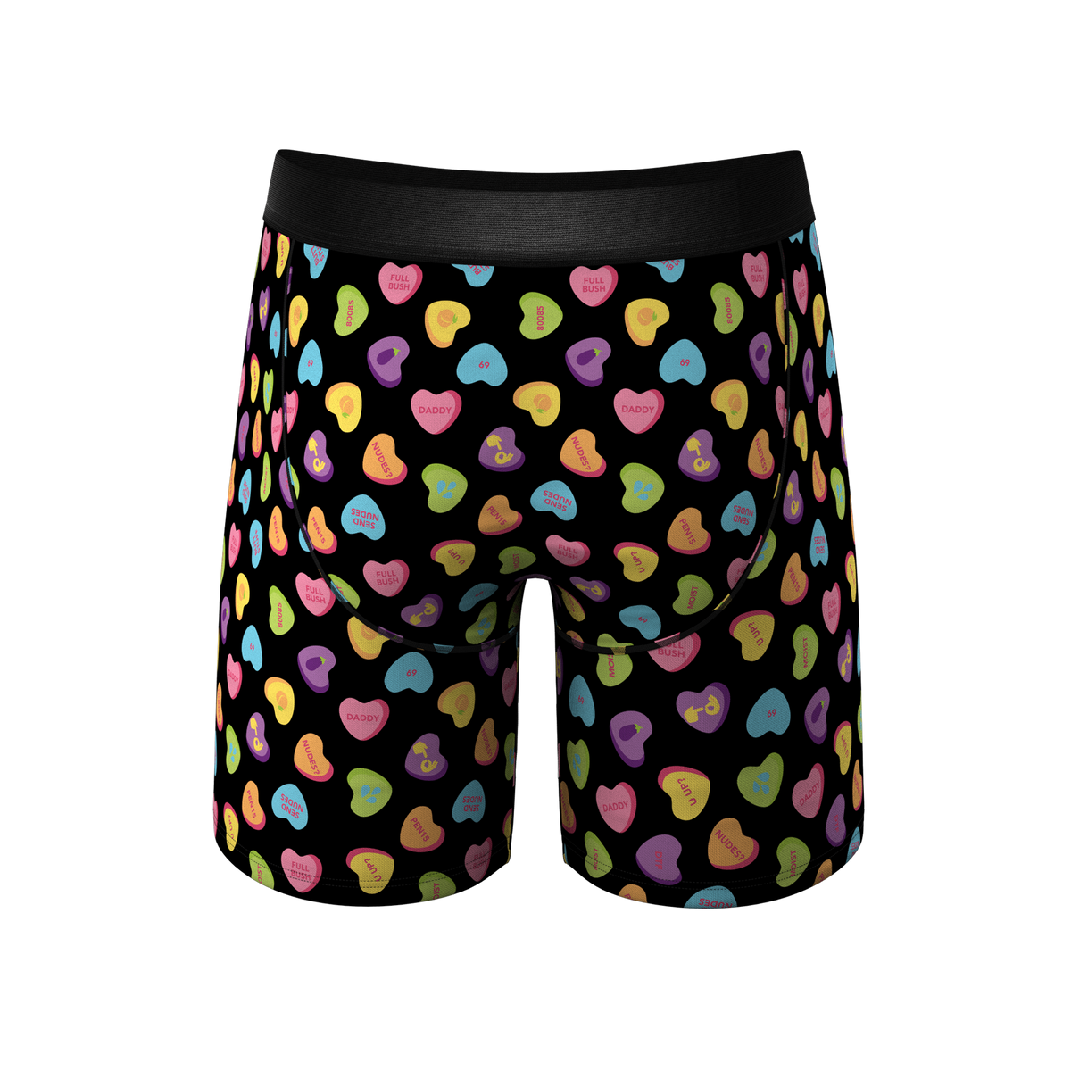 The Smooth Talker | Candy Hearts Ball Hammock® Boxer - Long Leg - Shinesty