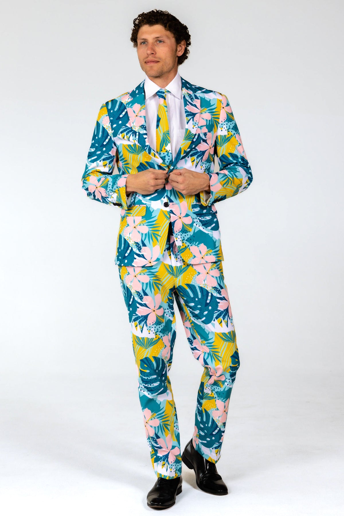 The Floral Fixation | Blue Tropical Suit Blazer - Shinesty