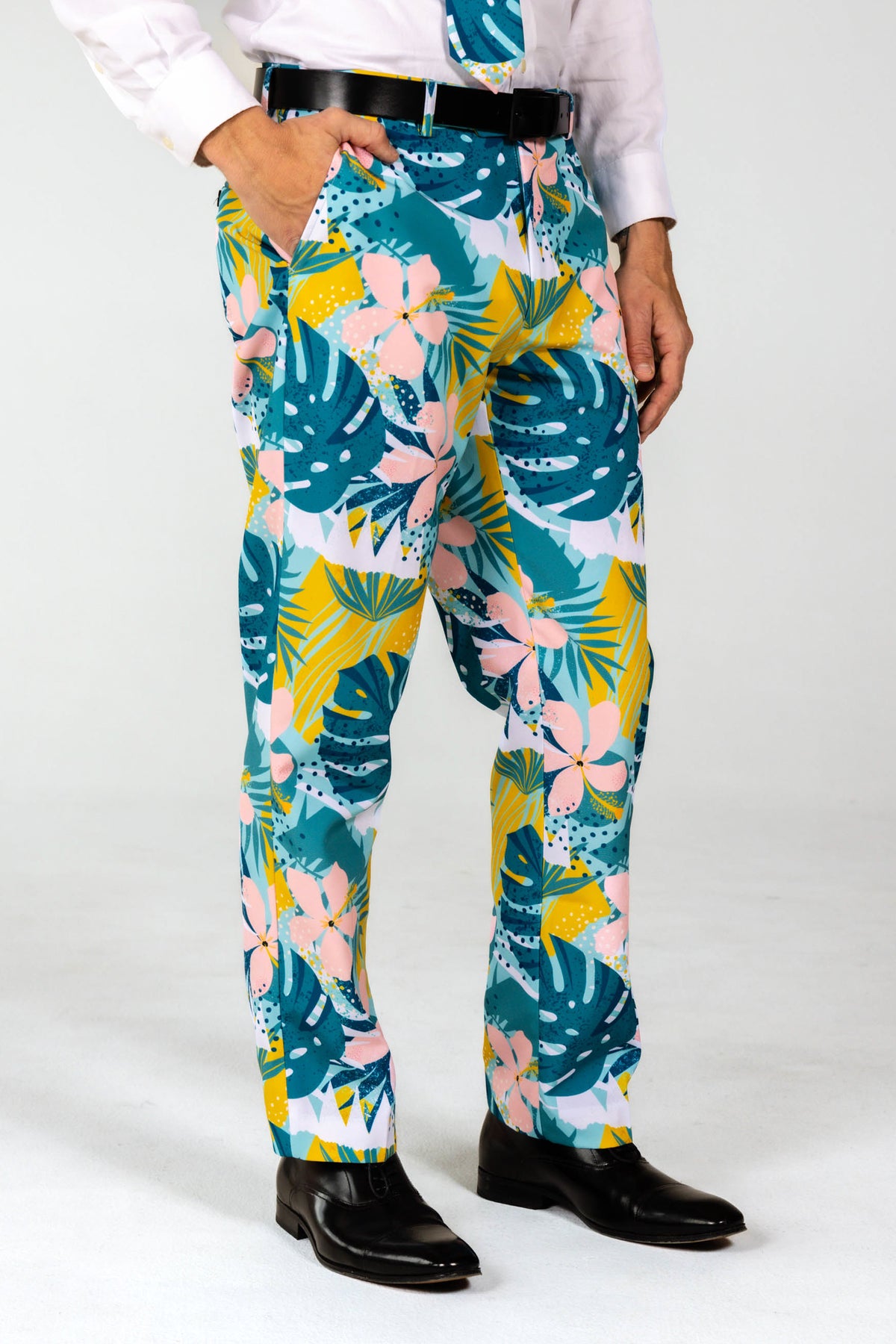 The Floral Fixation | Blue Tropical Suit Pants - Shinesty