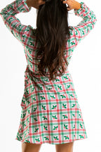 The Smooches | Mistletoe Plaid Christmas Wrap Dress - Shinesty