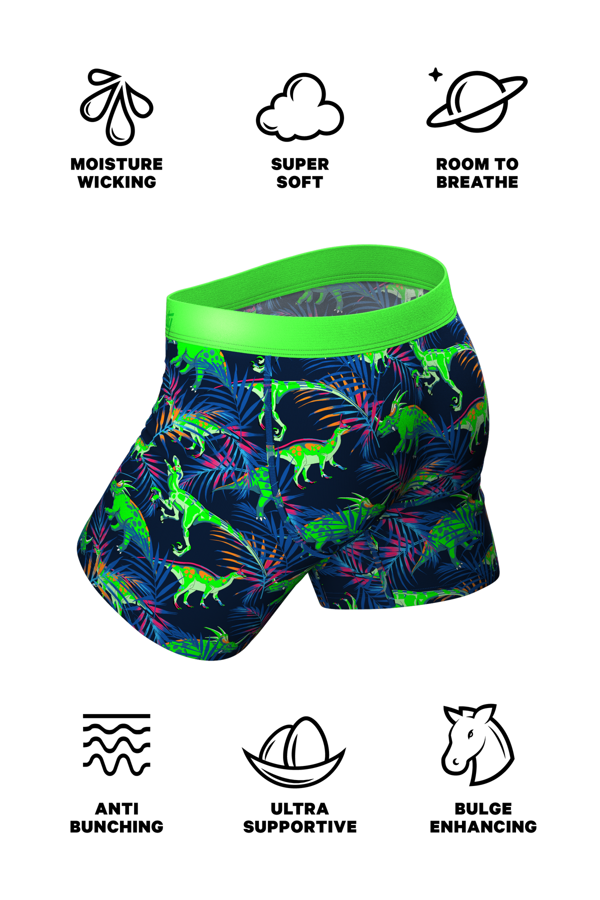 The Triceratop Bottoms | Tropical Dinosaur Printed Ball Hammock® Pouch Underwear - Shinesty