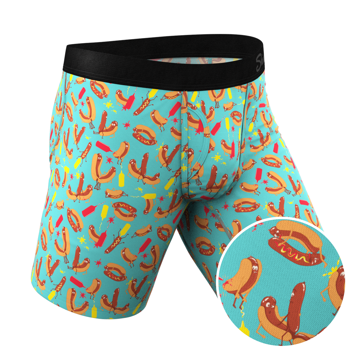 The Use a Condiment | Hot Dogs Ball Hammock® Boxer - Long Leg - Shinesty